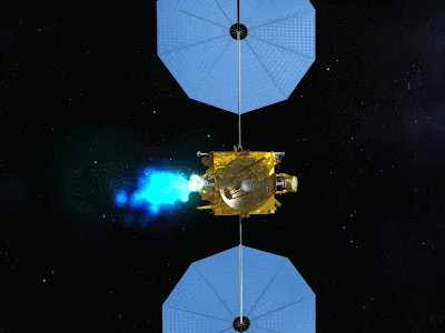 天問二號探測器示意動畫。（中國航天科技集團五院供圖）